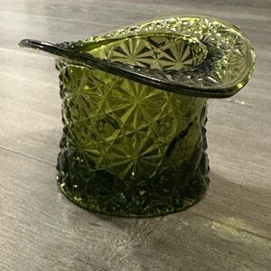 Vintage Green Glass Top Hat Vase